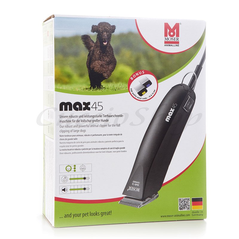 tosatrice Max 45 della Moser è ottima per tagliare peli lunghi, sottili o  molto annodati, con o senza sottopelo